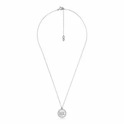 Michael Kors MK Pave and Mother of Pearl Logo Pendant Necklace MKC1324AH040