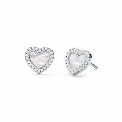 Michael Kors Love Pave and Mother of Pearl Heart Earrings MKC1340AH040