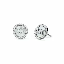 Michael Kors MK Pave and Mother of Pearl Logo Stud Earrings MKC1329AH040