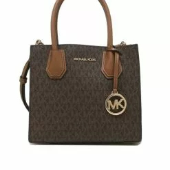 Michael Kors Mercer Medium Logo and Leather Accordion Crossbody Bag 35S1GM9M2B Brown