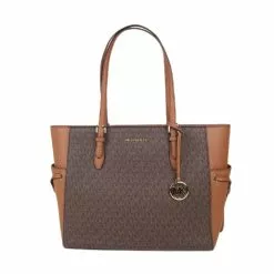 Michael Kors Large Signature Gilly 35S1G2GT7B Drawstring Tote Bag In Brown Acorn