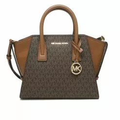 Michael Kors Avril Small Logo Top Zip Satchel 35F1G4VM2B Brown