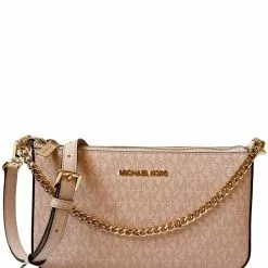 Michael Kors Jet Set Travel Signature Medium Zip Pouchette - Powder Blush