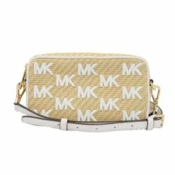 Michael Kors Straw Python Capsule 35T0GWQC1W Kenly Small Camera Crossbody Bag In Optic White
