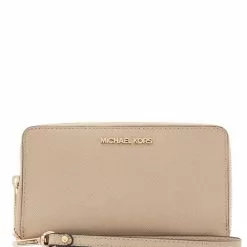 Michael Kors Jet Set Travel Medium Zip Around Phone Wallet - Buff