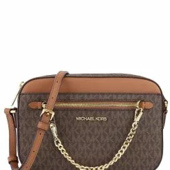 Michael Kors Jet Set Item Signature Large Chain Crossbody Bag - Brown