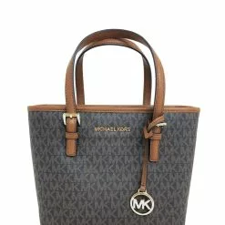 Michael Kors Jet Set Travel Extra-Small Logo Top Zip Tote Bag - Brown