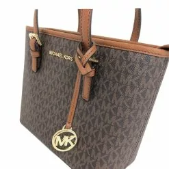 Michael Kors Jet Set Travel Extra-Small Logo Top Zip Tote Bag - Brown -Michael Kors store online michael kors 2413 5597006 3