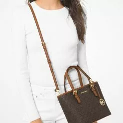 Michael Kors Jet Set Travel Extra-Small Logo Top Zip Tote Bag - Brown -Michael Kors store online michael kors 2414 5597006 5