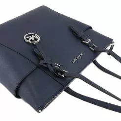 Michael Kors Charlotte Large Top Zip Tote Bag - Navy -Michael Kors store online michael kors 2450 0616606 6
