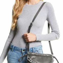 Michael Kors Lina Extra-Small Faux Leather Crossbody Bag Heather Grey 35F1S9NC0U -Michael Kors store online michael kors 2573 6596236 4