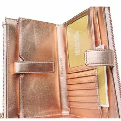 Michael Kors Jet Set Travel Large Double Zip Wristlet In Signature - Rose Gold -Michael Kors store online michael kors 2849 0447936 4