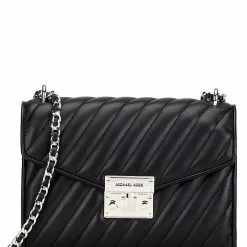 Michael Kors Rose Medium Quilted Shoulder Bag - Black(Silver Logo)