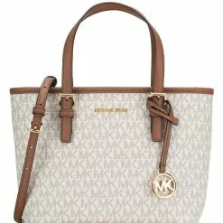 Michael Kors Jet Set Travel Extra-Small Logo Top-Zip Tote Bag - Vanilla