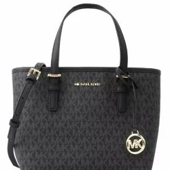 Michael Kors Jet Set Travel Extra-Small Logo Top-Zip Tote Bag - Black