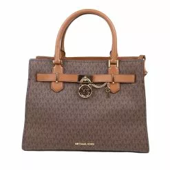 Michael Kors Medium Signature Hamilton 35F1GHMS2B Satchel Bag In Brown Acorn