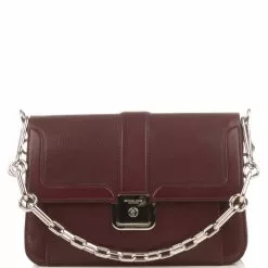 Michael Kors Preloved Maroon Leather Crawford Shoulder Bag