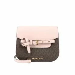 Michael Kors EMILLA Small PVC presbyte and leather patchwork ladies saddle bag with cross-shoulder 35S2GU5C1B
