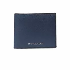 Michael Kors Harrison Crossgrain Leather Billfold Wallet With Coin Pocket Navy 36U9LHRF3L