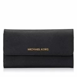 Michael Kors Jet Set Travel Large Trifold Wallet - Black