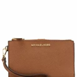 Michael Kors Jet Set Travel Large Signature Double Zip Wristlet - Brown