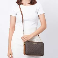 Michael Kors Jet Set Signature Large East West Crossbody - Brown -Michael Kors store online michael kors 6233 6455165 4