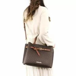 Michael Kors Emilia Large Logo Satchel - Brown -Michael Kors store online michael kors 6677 9107736 7