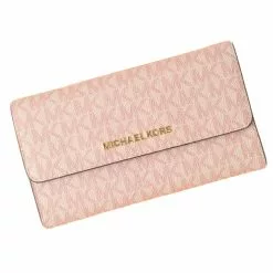 Michael Kors Jet Set Travel Large Trifold Wallet In Signature - Ballet -Michael Kors store online michael kors 7182 2616606 4