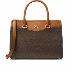 Michael Kors Everly Medium Logo Satchel Brown 30T2GZTS2B