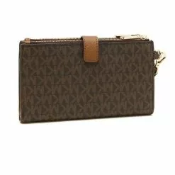 Michael Kors Jet Set Travel Double Zip Wristlet Phone Wallet In Signature Coated Canvas 35F8GTVW0B Brown -Michael Kors store online michael kors 8324 7861485 3