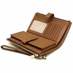 Michael Kors Jet Set Travel Double Zip Wristlet Phone Wallet In Signature Coated Canvas 35F8GTVW0B Brown -Michael Kors store online michael kors 8324 7861485 4