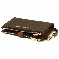 Michael Kors Jet Set Travel Double Zip Wristlet Phone Wallet In Signature Coated Canvas 35F8GTVW0B Brown -Michael Kors store online michael kors 8324 7861485 6