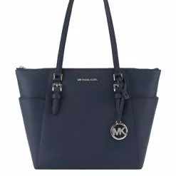 Michael Kors Charlotte Tote 35F0SCFT3L Navy With Silver Hardware