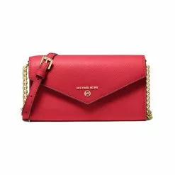 Michael Kors Large Crossgrain Leather Smartphone Convertible Crossbody Bag Crimson 32S0GT9C7L