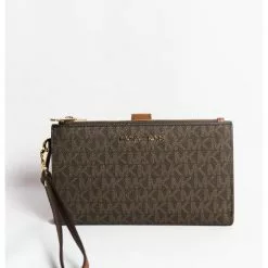 Michael Kors Jet Set Travel Large Double Zip Wristlet 35F8Gtvw0B In Brown Acorn