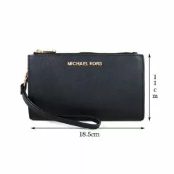 Michael Kors Jet Set Travel Double Zip Wristlet Phone Wallet Black 35F8GTVW0L -Michael Kors store online michael kors 8693 9075335 6