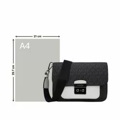 Michael Kors SLOAN Medium PVC print with leather cross-body bag for women 35T2SS9M2B BLACK -Michael Kors store online michael kors 8849 2979836 6