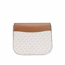 Michael Kors EMILLA Small PVC Presbyopia with leather patchwork Color Women's One Shoulder Cross-body Saddle Bag 35S2GU5C1B VANILLA -Michael Kors store online michael kors 8873 3598836 3
