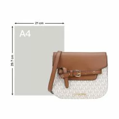 Michael Kors EMILLA Small PVC Presbyopia with leather patchwork Color Women's One Shoulder Cross-body Saddle Bag 35S2GU5C1B VANILLA -Michael Kors store online michael kors 8874 3598836 5