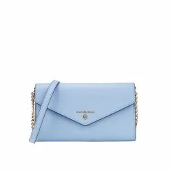 Michael Kors JET SET CHARM Large women's cow leather One Shoulder crossbody bag 32S0GT9C7L PALE BLUE