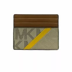 Michael Kors Cooper Logo and Embossed Faux Leather Tall Card Case Chino 36U2LCOD6L