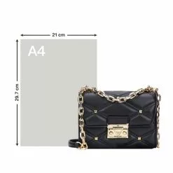 Michael Kors SERENA Small Solid Color Leather Small fragrance diamond-shaped quilted Women's One Shoulder crossbody bag 35S2GNRC1I BLACK -Michael Kors store online michael kors 9544 7298836 5